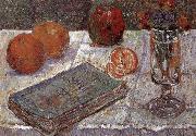 Paul Signac The still life having book and oranges France oil painting artist